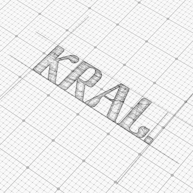 Sketch of Kral logo on square paper, highlighting the creative process of a results-driven marketing agency