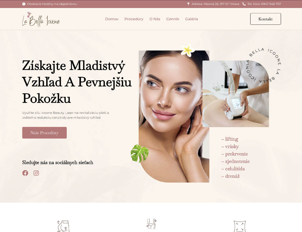 Obrázok predsatvujúci hero banner webstránky La Bella Icoone
